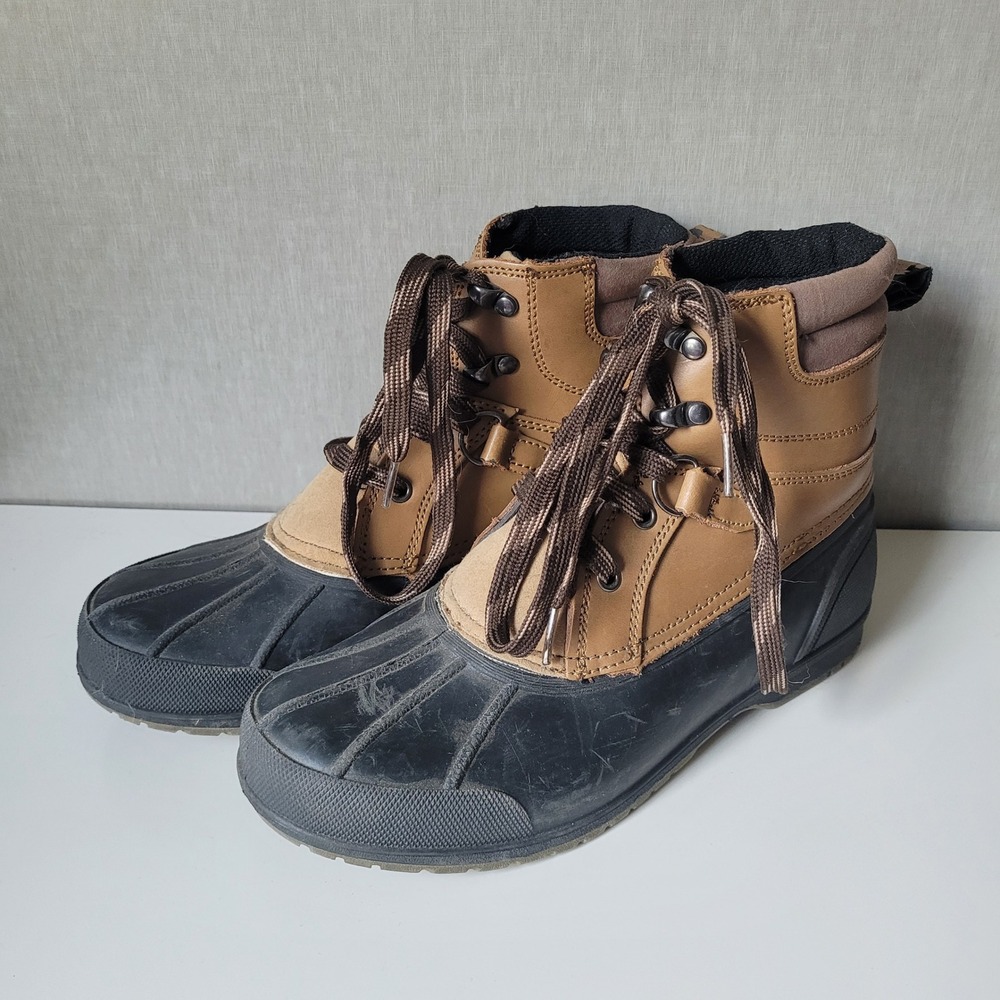 Magellan Outdoors Duck Boots Boys 4 Brown Fair Winter Rain Rugged Gorpcore